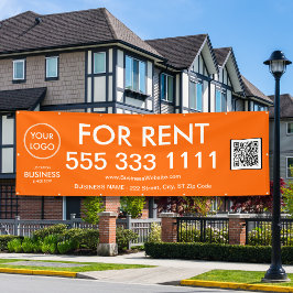 Lona Código QR del logotipo de números grandes naranja 
