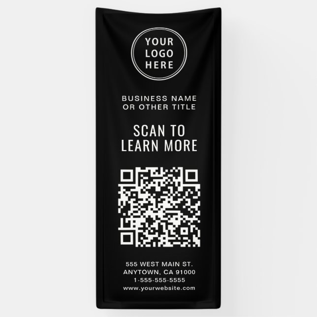 Lona Código QR Logotipo comercial Negro (Vertical)