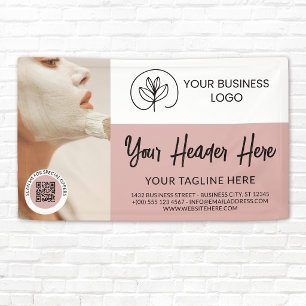 Lona Código QR personalizado de logotipo rosa polvorien