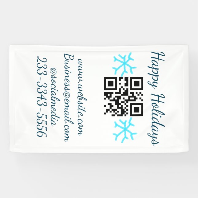 Lona código QR personalizado simple agrega el texto de  (Horizontal)