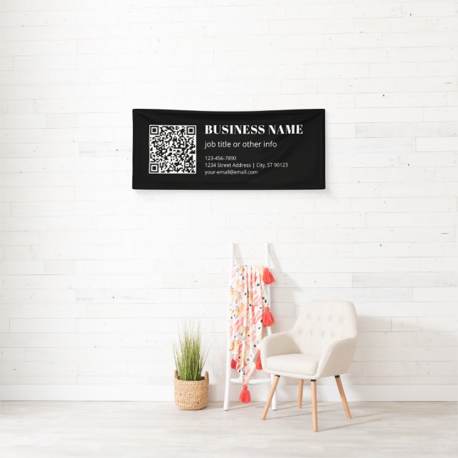 Lona Código QR personalizado y texto retro-moderno edit (In situ)