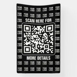 Lona Código QR promocional (editable) con patrón de log