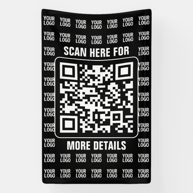 Lona Código QR promocional (editable) con patrón de log (Vertical)