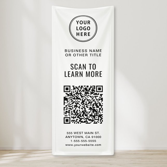 Lona Código QR promocional Logotipo de negocio (QR Code Business Logo Banner)