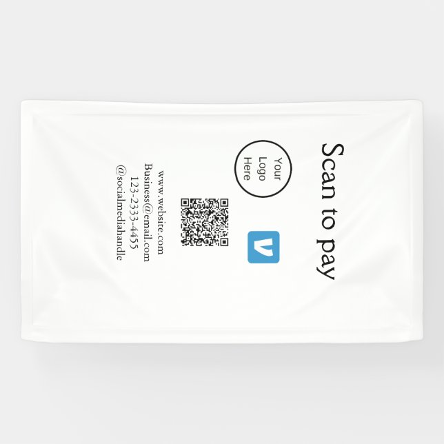Lona Código QR venmo escanear para pagar agregar logoti (Horizontal)