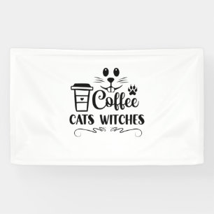Lona Coffee de Halloween Cats Witts Cumpleaños