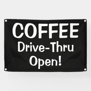 Lona ¡COFFEE Drive-Thru Abierto! Banner