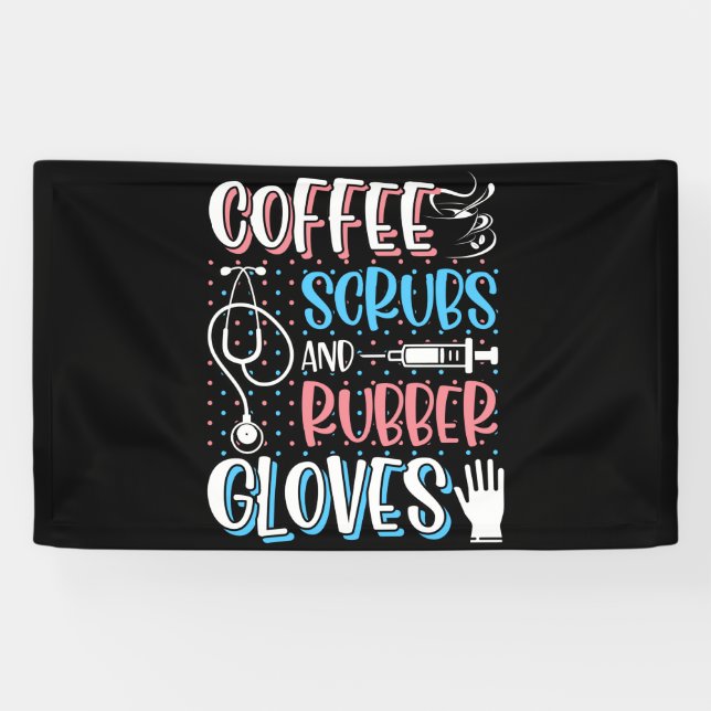 Lona COFFEE SCRUBS RUBBER GLOVES RN Registered Nurse (Horizontal)