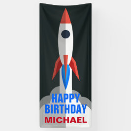 Lona Cohete Espacial Nombre Personalizado Fiesta de Cum