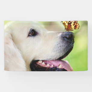 Lona Cojín decorativo De Labrador Y Mariposa