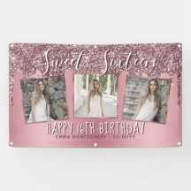 Colaje de fotos con brillo rosa dorado para cumple