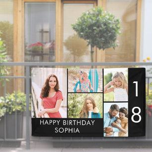 Lona Colaje de fotos de cumpleaños número 18 5 imágenes
