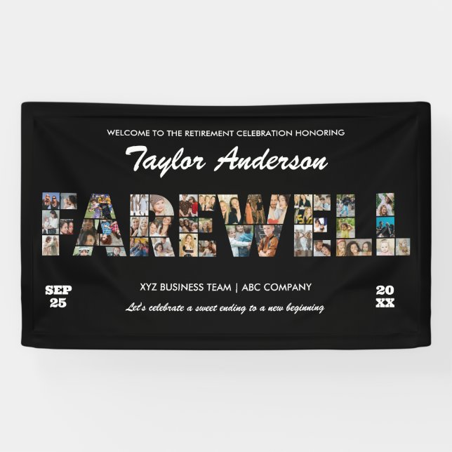 Lona Colaje de Fotos de Fiesta de Despedida para Compañ (Horizontal)