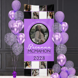 Lona Colaje de Fotos de Graduación en Vinilo Morado y N