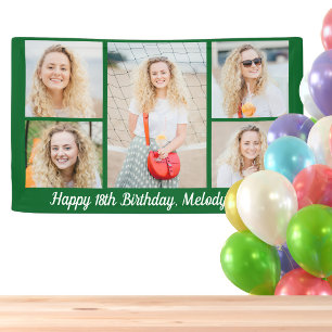 Lona Colaje de fotos personalizadas de cumpleaños feliz