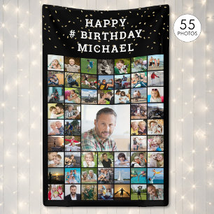 Lona Colaje de fotos personalizado para cumpleaños 55 c