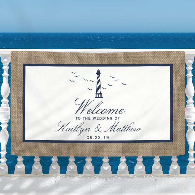 Lona Colección de Bodas Burlap del faro náutico (Subido por el creador)