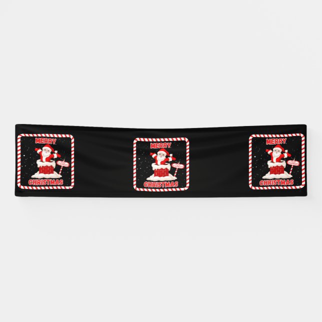 Lona Colección de Santa de Feliz Navidad 2.5x10 Vinilo (Horizontal)