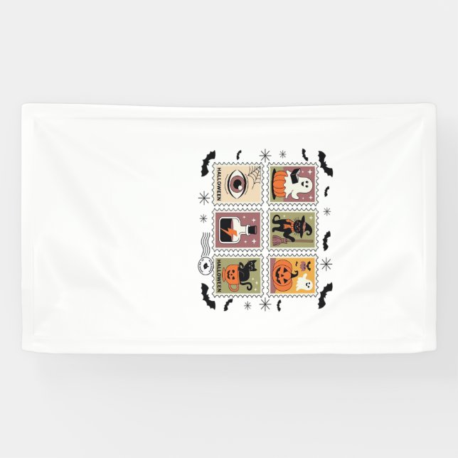 Lona Colección de sellos de correos de gato de Hallowee (Horizontal)