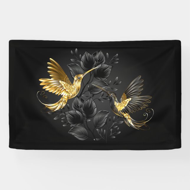 Lona Colibrí negro y dorado (Horizontal)