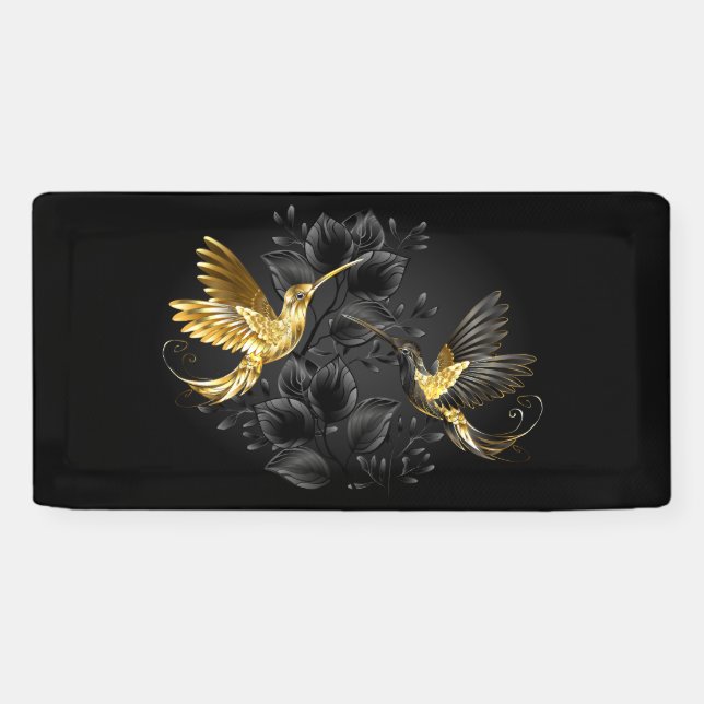 Lona Colibrí negro y dorado (Horizontal)