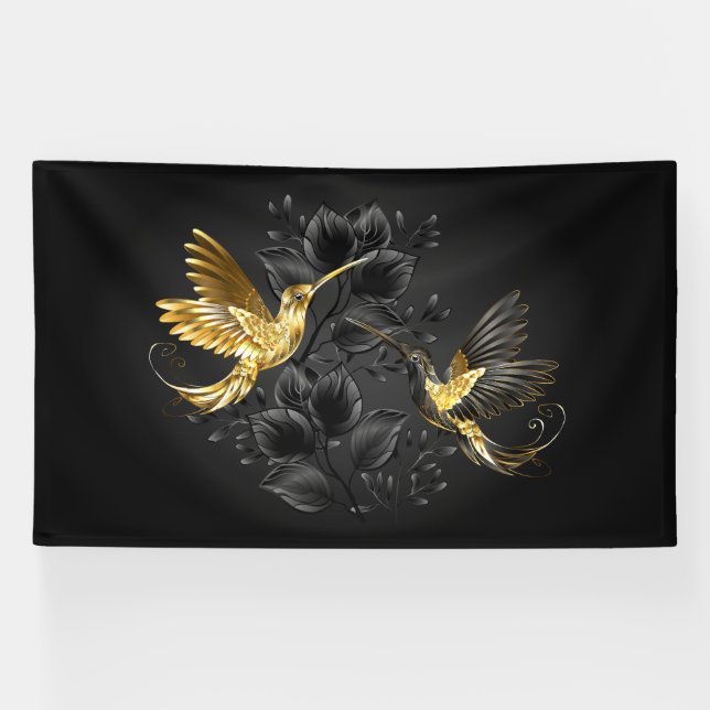 Lona Colibrí negro y dorado (Horizontal)