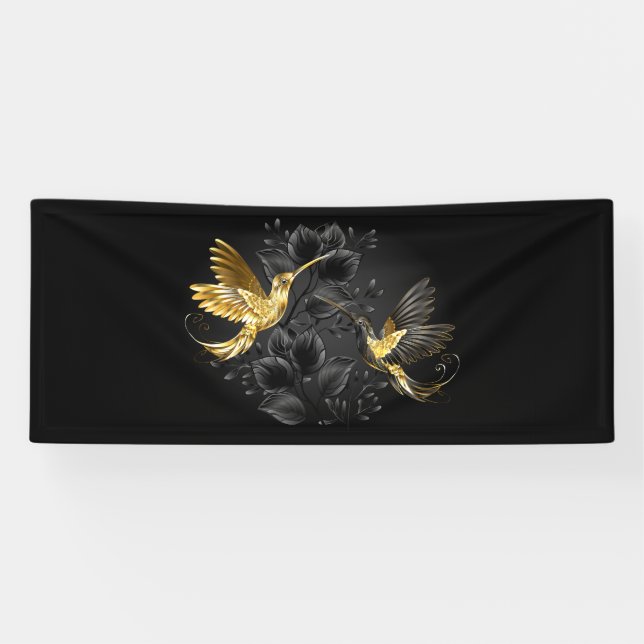 Lona Colibrí negro y dorado (Horizontal)