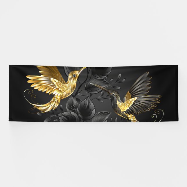 Lona Colibrí negro y dorado (Horizontal)