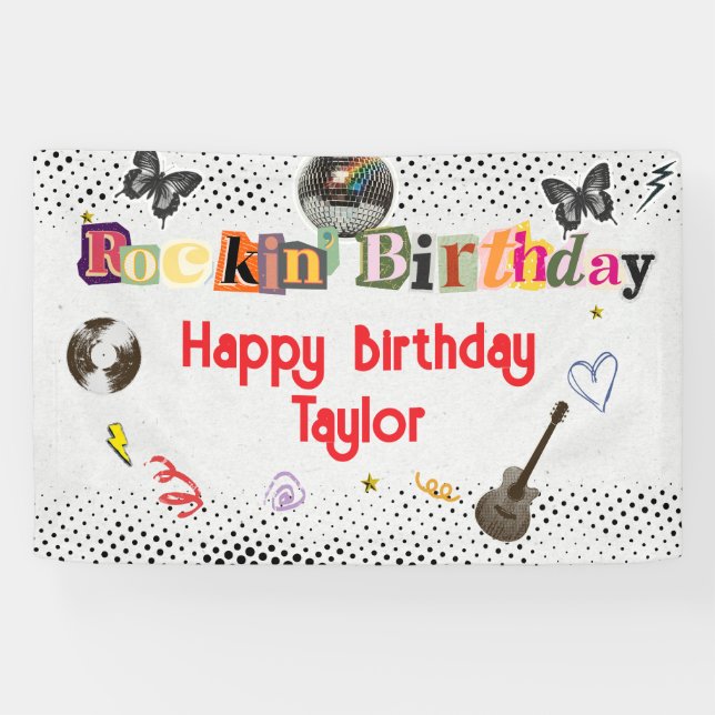 Lona Collage Cut Out Rockstar Birthday (Horizontal)