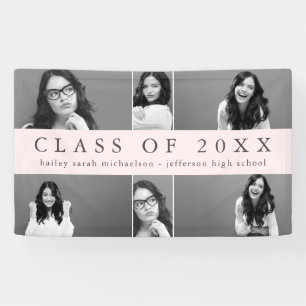 Lona Collage de fotos clásico de graduación con nombre 
