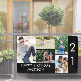 Lona collage de fotos de cumpleaños 21 5 Imagen Blanco 