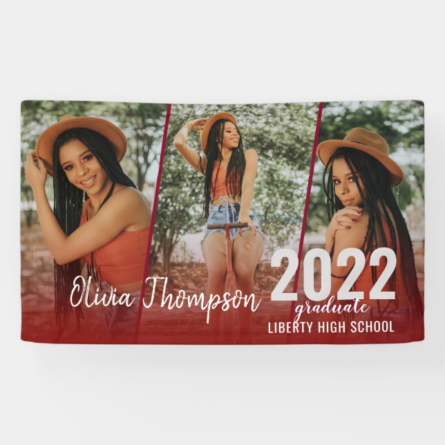 Lona Collage de fotos de escritura moderna Graduación d (Horizontal)