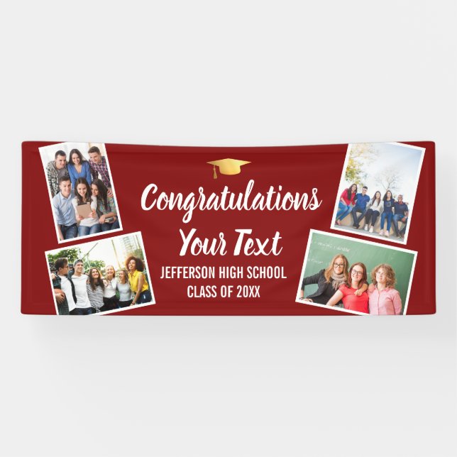 Lona Collage de fotos de Graduación Felicitaciones Mayo (Horizontal)