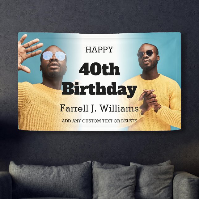 Lona Collage de fotos de Hombres Personalizados 40 Fies (Personalized Men Photo Collage 40th Birthday Party Banner
)