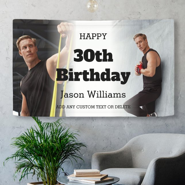 Lona Collage de fotos de Hombres Personalizados Fiesta  (Personalized Men Photo Collage 30th Birthday Party Banner
)