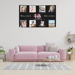 Lona Collage de fotos de la fiesta de cumpleaños chica 