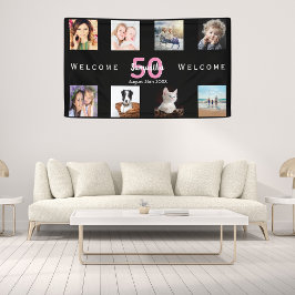 Lona Collage de fotos de la fiesta de cumpleaños número