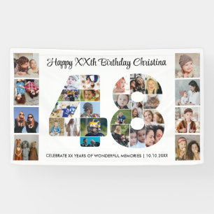 Lona Collage de fotos del número 48 cumpleaños