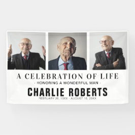 Lona Collage de fotos funerario moderno | Celebración d