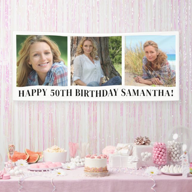 Lona Collage de fotos moderno feliz cumpleaños (Fiesta)