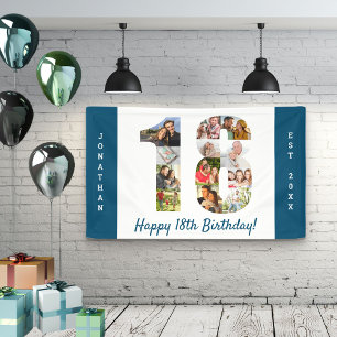 Lona Collage de fotos personalizadas para fiesta de cum