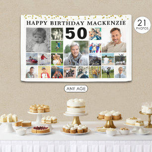 Lona Collage de Fotos Personalizado Cumpleaños 21 Confe