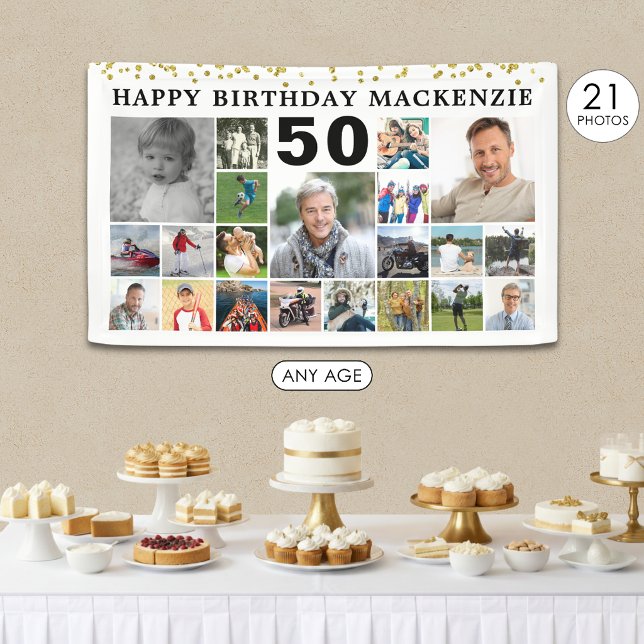 Lona Collage de Fotos Personalizado Cumpleaños 21 Confe (Subido por el creador)