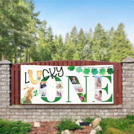 Lona Collage de fotos Primer Cumpleaños Suerte Un Fiest