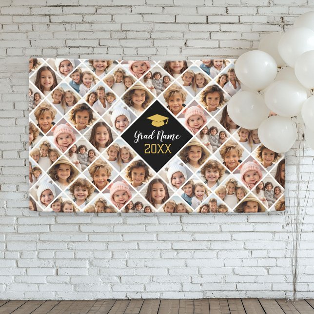 Lona Collage personalizado 12 Foto - Partido de Graduac (Custom Graduation Banner)