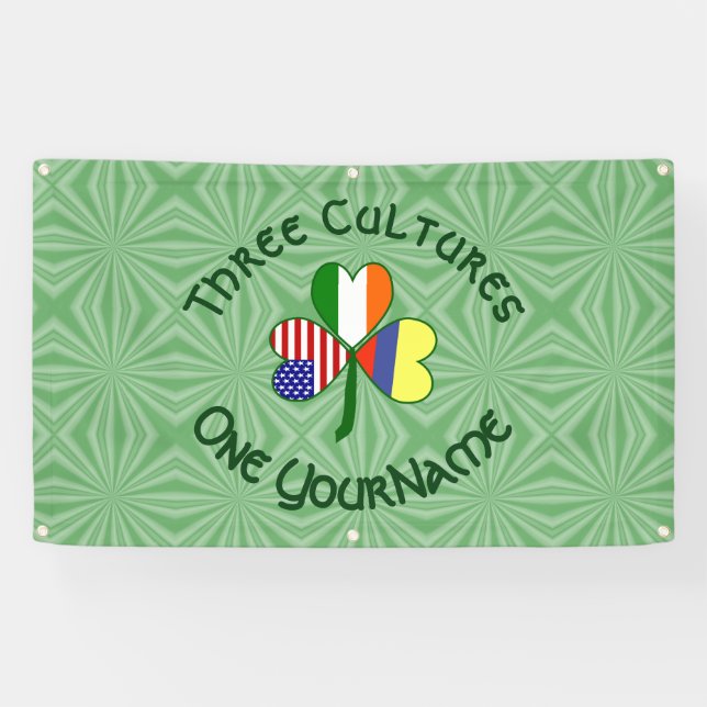 Lona Colombia Irlanda Estados Unidos Bandera Shamrock p (Horizontal)