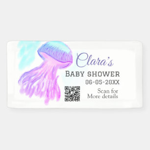 Lona Color azul morado acuarela jellyfish pastel showe