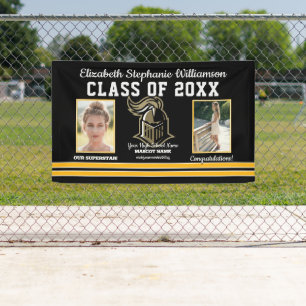 Lona Colores escolares Graduación negra y amarilla