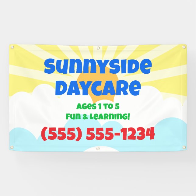 Lona Colorful Daycare Custom Banner (Horizontal)