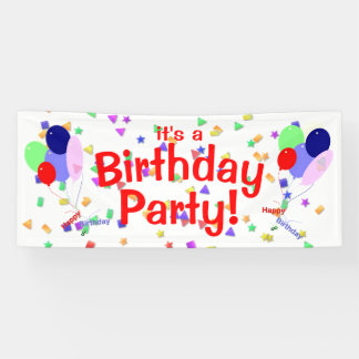 Lona Colorful Happy Birthday Balloons Banner